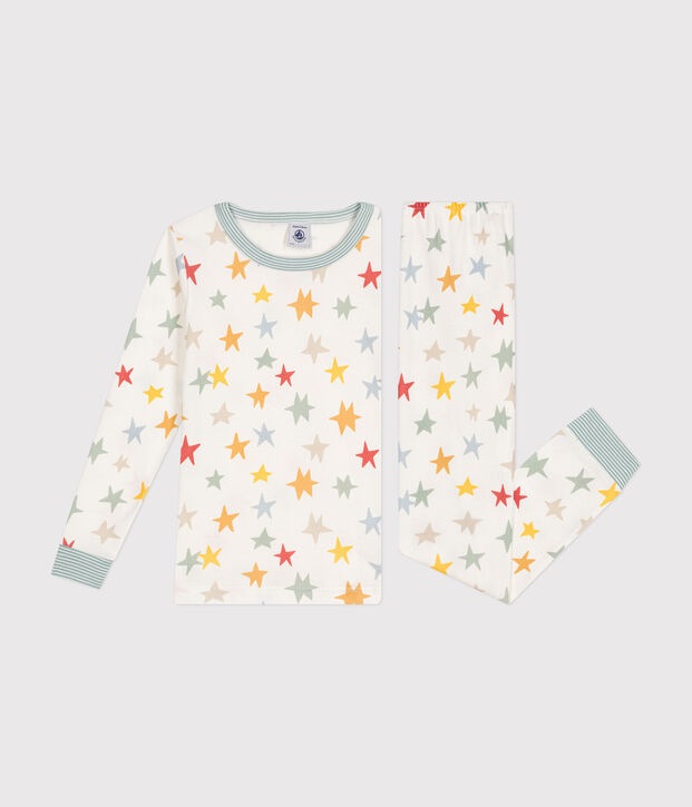 Pyjama ajust&eacute; en coton imprim&eacute; &agrave; &eacute;toiles enfant blanc/multicouleur