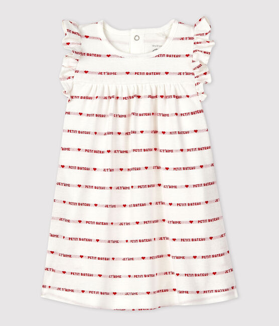 Robe body jacquard en coton bio bébé blanc MARSHMALLOW/rouge TERKUIT