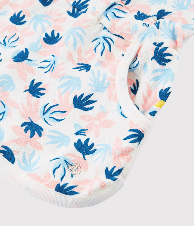 Combishort en bouclette &eacute;ponge enfant fille blanc/multicouleur
