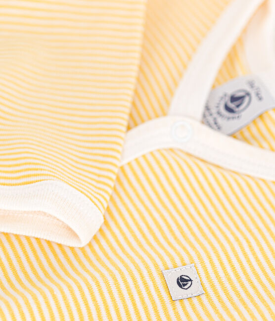 Pyjamas bébé manches longues sans pieds en coton jaune BLE/blanc MARSHMALLOW