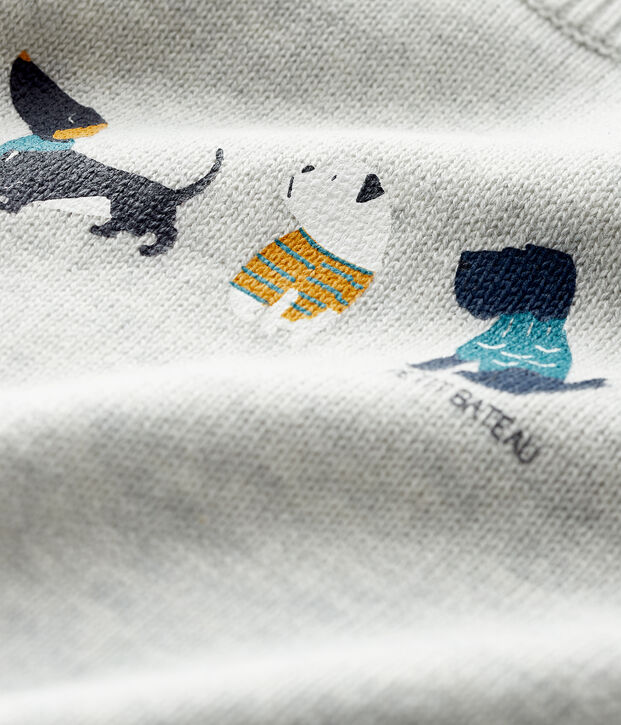 Pull &agrave; motif b&eacute;b&eacute; gar&ccedil;on gris chin&eacute; clair