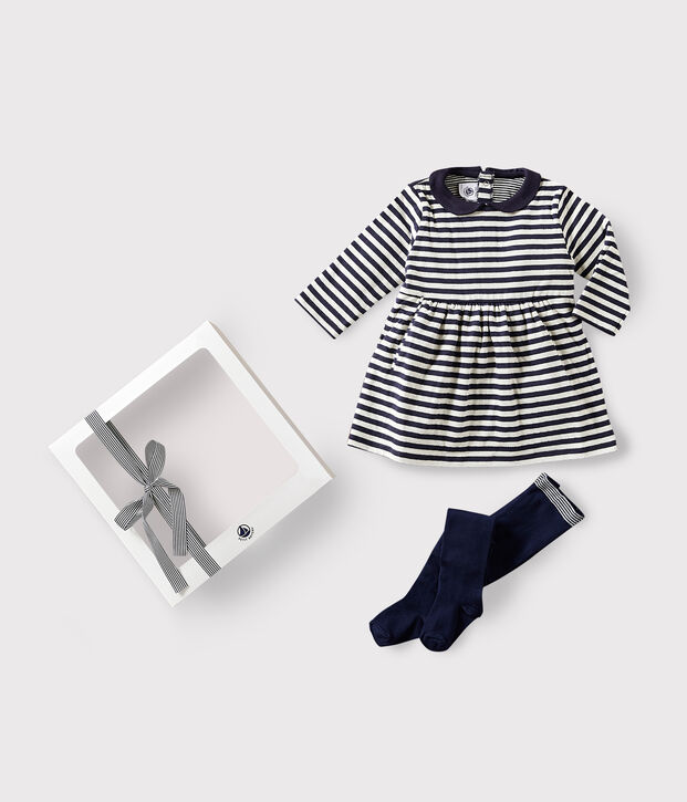 Coffret cadeau b&eacute;b&eacute; robe et collants multicouleur