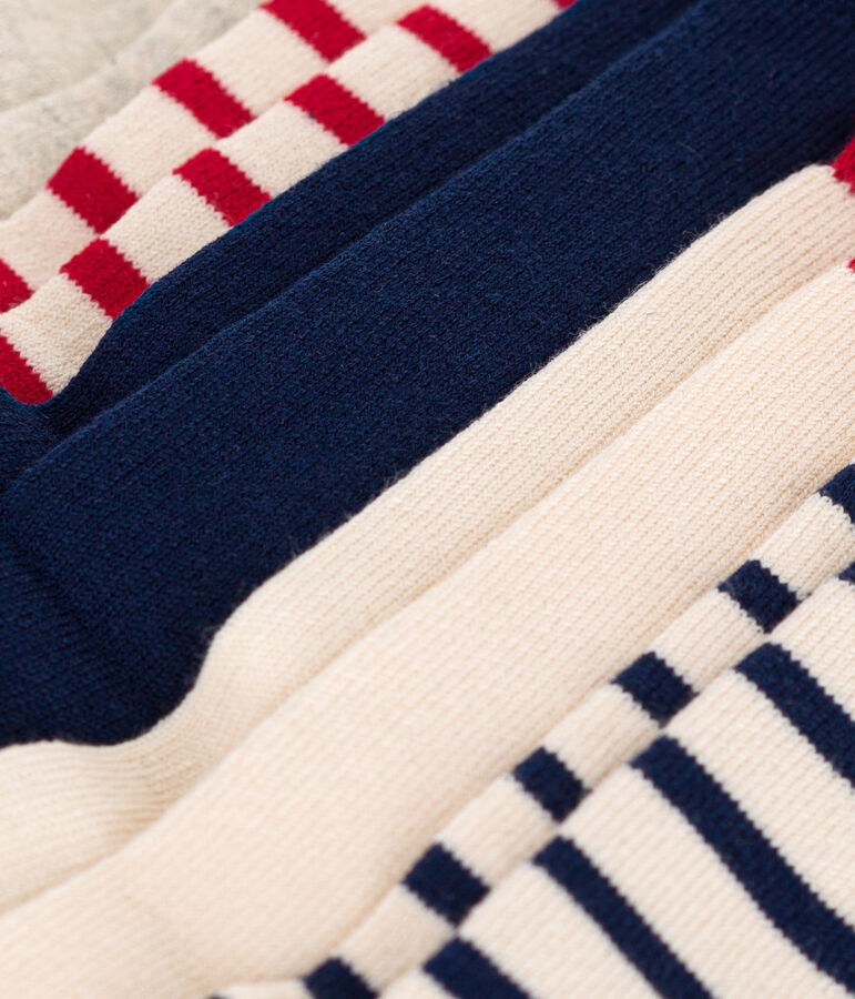 Lot de 5 paires de chaussettes bleu blanc rouge enfant gar&ccedil;on-fille multicouleur