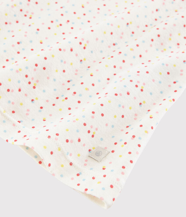 Chemise de nuit pois multico petite fille en coton biologique blanc/multicouleur