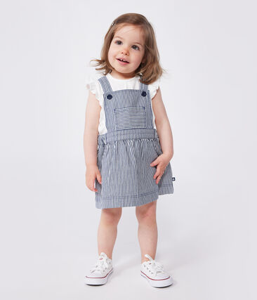 Robe salopette bébé en coton rayée