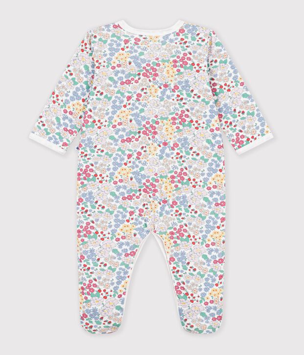 Pyjama b&eacute;b&eacute; en tubique imprim&eacute; &agrave; fleurs blanc/multicouleur