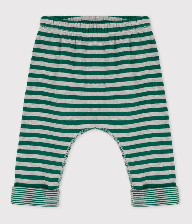 Pantalon b&eacute;b&eacute; ray&eacute; en tubique vert/gris