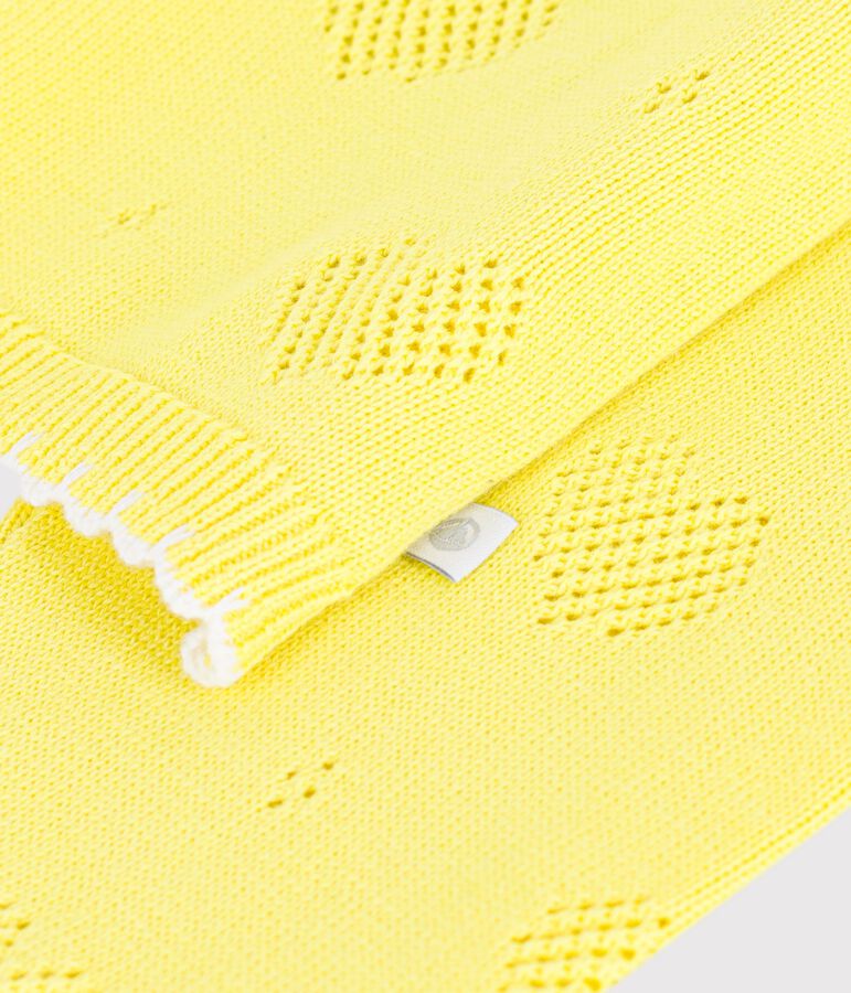 Cardigan enfant en coton uni jaune