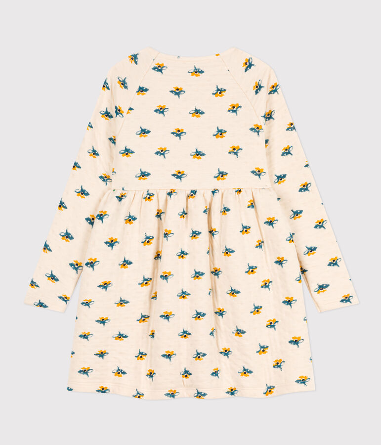 Robe manches longues en tubique imprim&eacute; enfant fille blanc AVALANCHE/ MULTICO