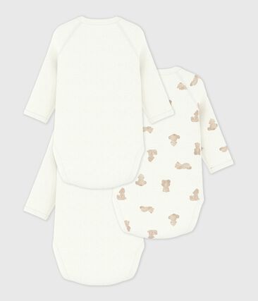 Lot de bodies croisés manches longues en coton imprimé bébé (Petit Bateau) - Image 1
