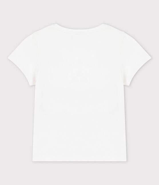 T-shirt manches courtes en coton enfant fille blanc MARSHMALLOW