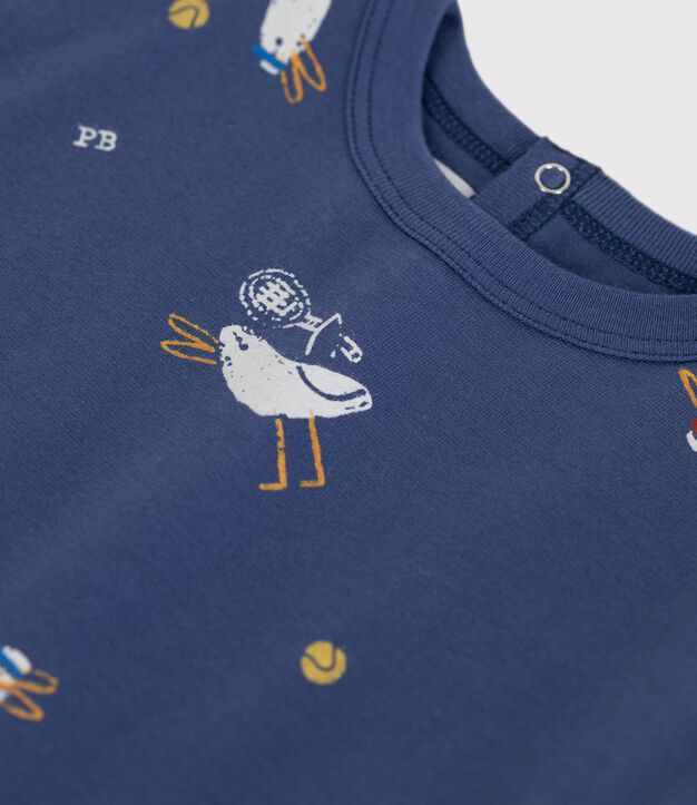 Tee-shirt b&eacute;b&eacute; en coton &agrave; manches courtes, imprim&eacute; mouettes bleu/multicouleur