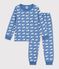 Pyjama enfant en molleton imprim&eacute; baleines bleu/blanc