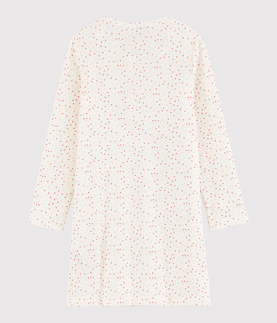 Chemise de nuit pois multico petite fille en coton biologique blanc MARSHMALLOW/blanc MULTICO