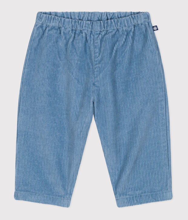 Pantalon b&eacute;b&eacute; en velours uni bleu