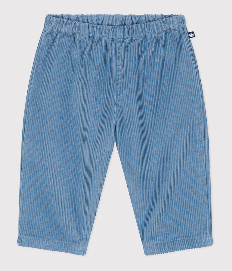 Pantalon b&eacute;b&eacute; en velours uni bleu ADRIATIC