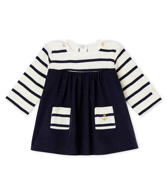 Robe iconique bébé fille beige COQUILLE/bleu ABYSSE