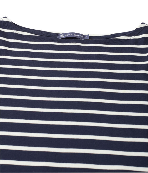 T-shirt mixte ray&eacute; bleu/blanc