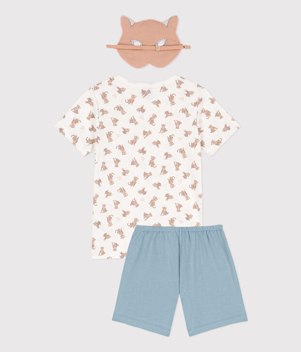 Pyjama motif animal avec masque en coton enfant blanc/multicouleur