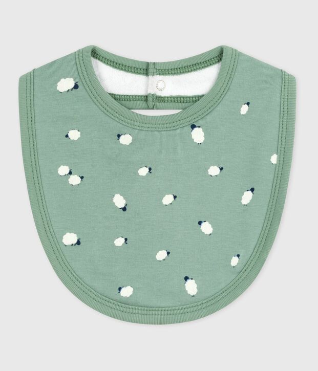 Bavoir naissance en coton imprim&eacute; vert/multicouleur