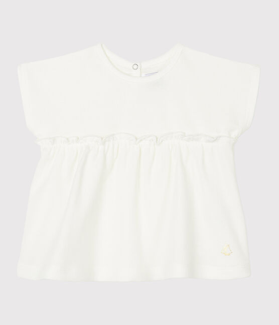 Blouse manches courtes bébé fille unie blanc MARSHMALLOW