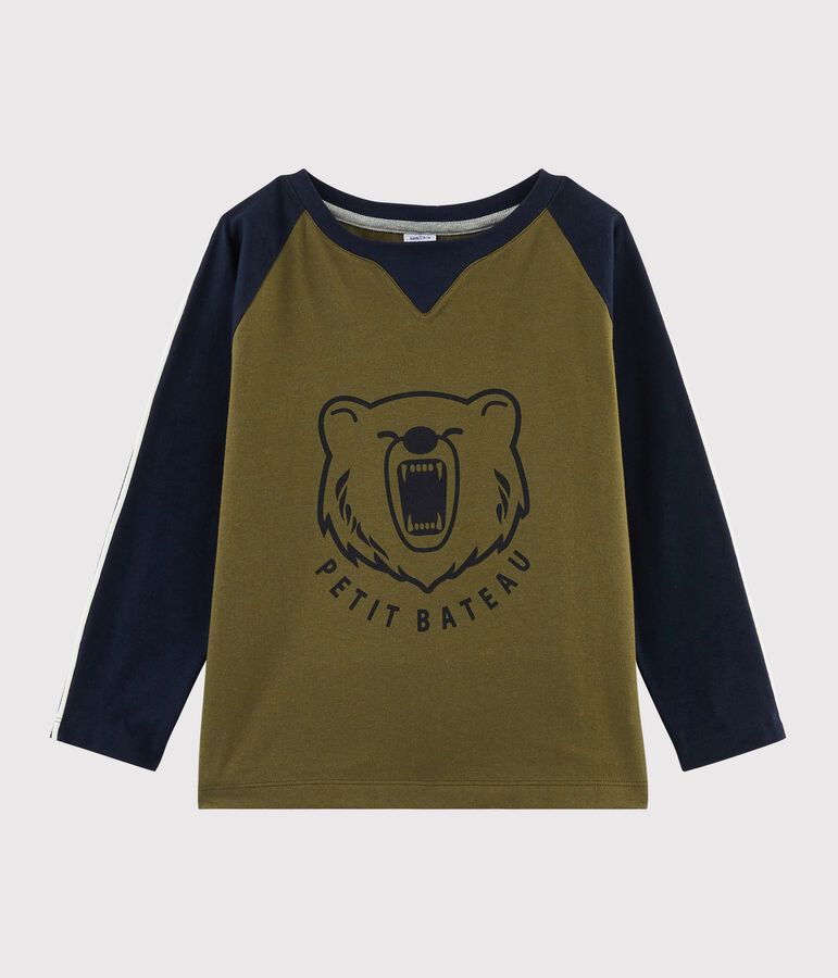 Tee-shirt s&eacute;rigraphi&eacute; enfant gar&ccedil;on vert/bleu