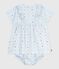 Robe bébé en coton manches courtes imprimée avec son bloomer bleu FRAICHEUR/blanc MULTICO