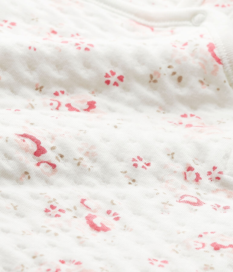 Salopette b&eacute;b&eacute; fille en tubique matelass&eacute; blanc/multicouleur
