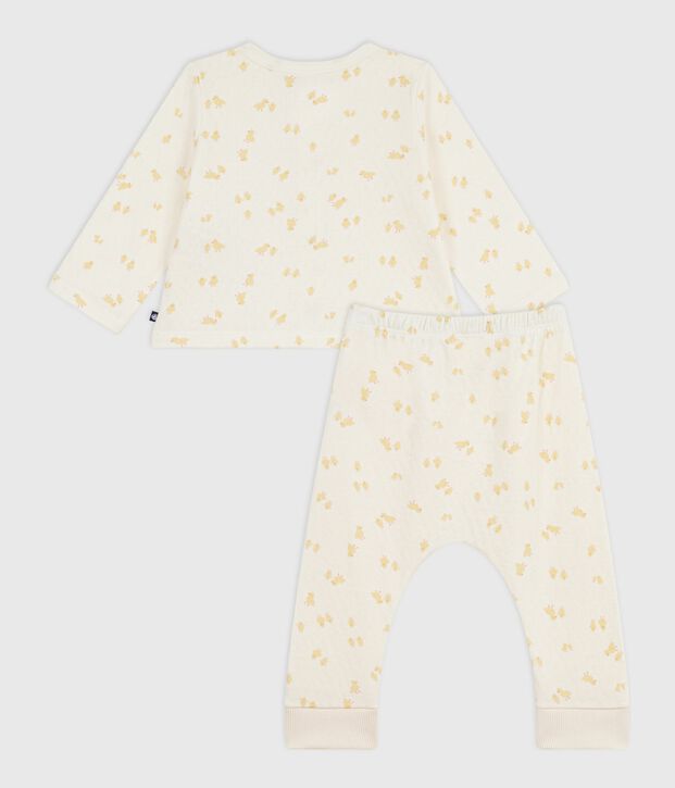 Ensemble 2 pi&egrave;ces b&eacute;b&eacute; en coton imprim&eacute; poussins &eacute;cru/multicouleur
