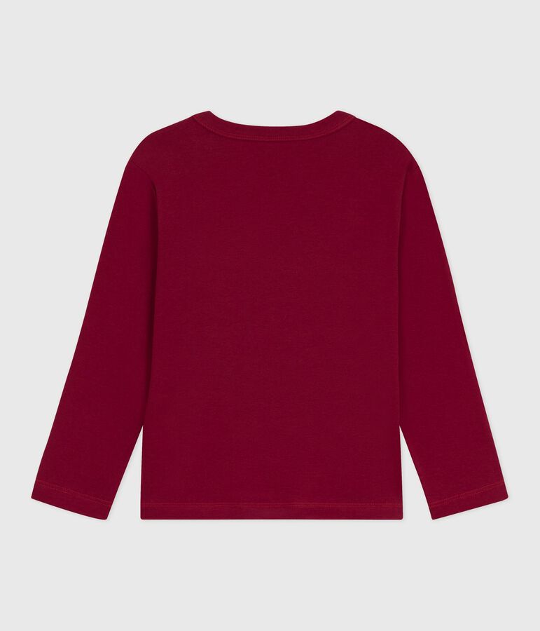 Tee-shirt enfant manches longues en coton uni rouge