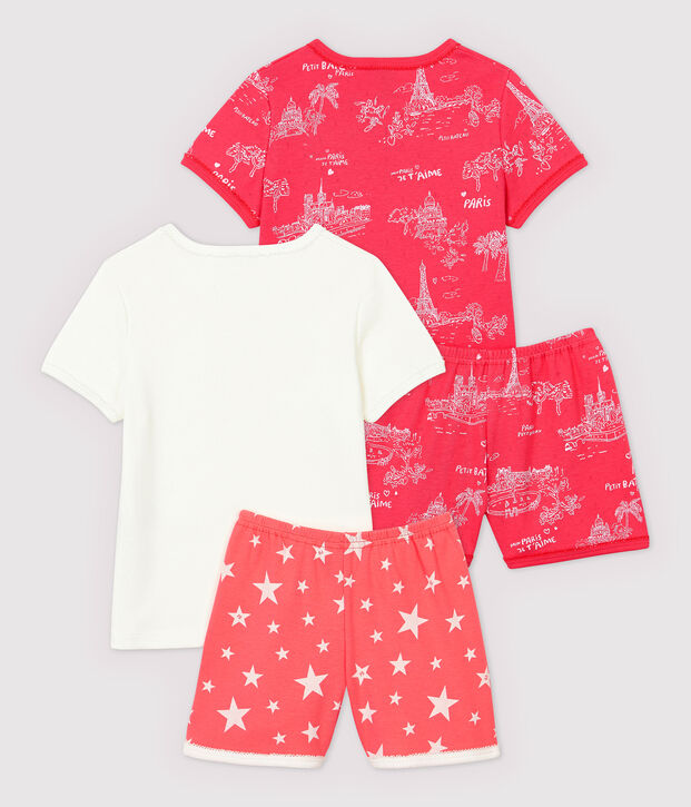 Lot de 2 pyjacourts petite fille en coton multicouleur