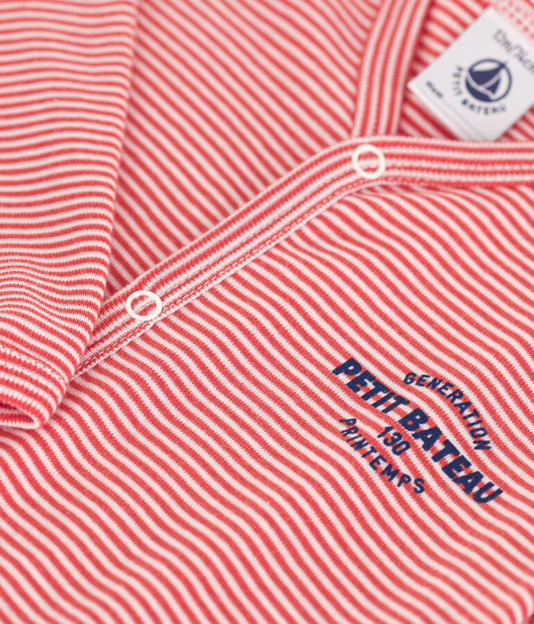 Pyjama b&eacute;b&eacute; milleraies en coton orange ABRICOT/ MARSHMALLOW