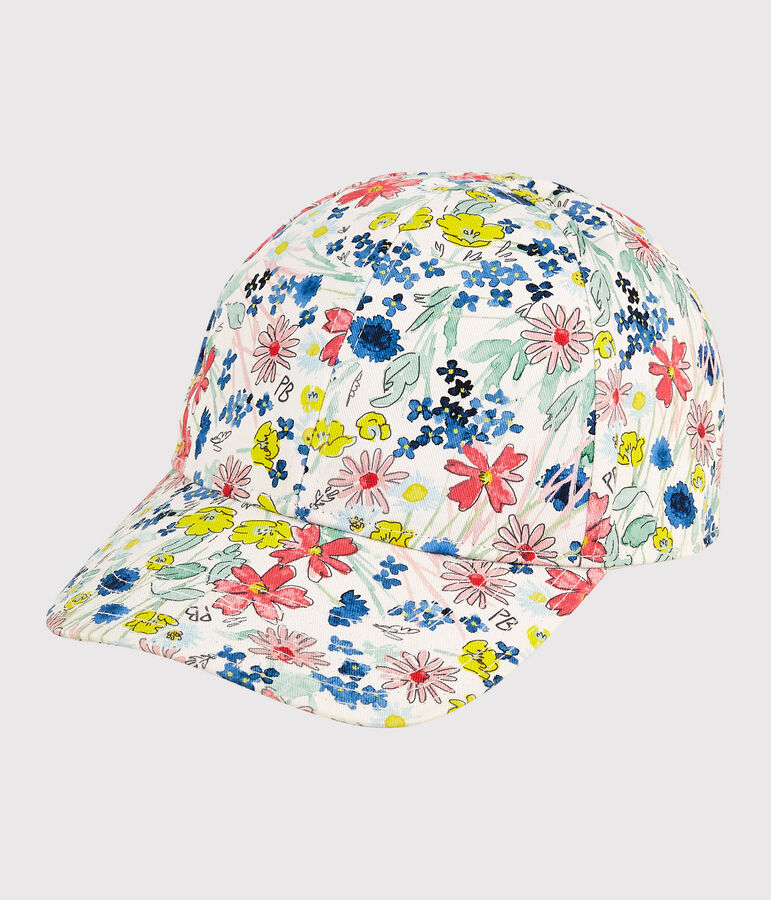 Casquette imprim&eacute;e &agrave; fleurs enfant fille blanc MARSHMALLOW/blanc MULTICO
