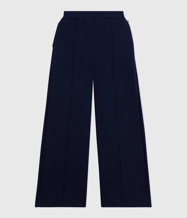 Pantalon femme en coton bleu marine
