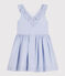 Robe sans manche en popeline rayée enfant fille BLEU/ MARSHMALLOW/ ARGENT