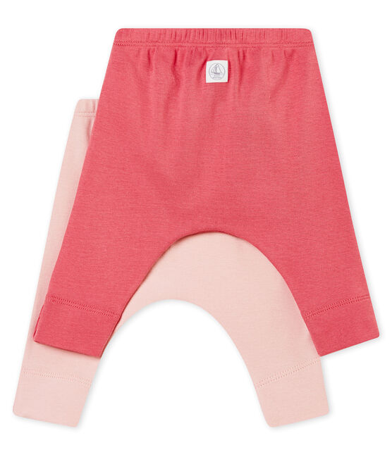 Lot de deux leggings bébé mixte en côte 1x1 grattée unie variante 2
