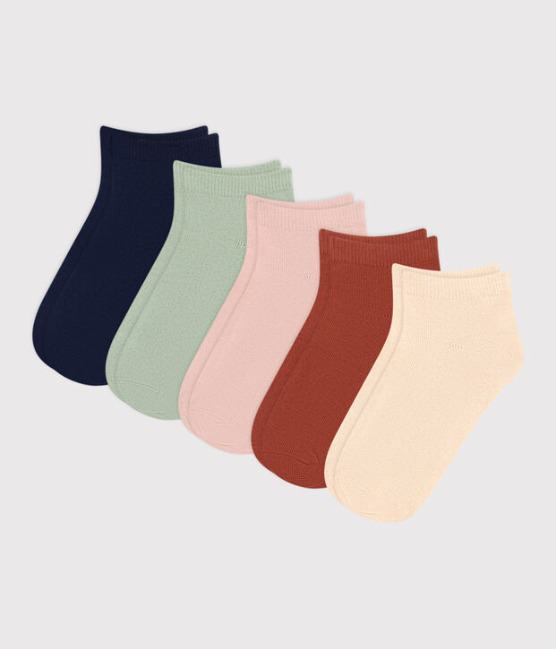 5 paires de chaussettes en coton unies enfant multicouleur
