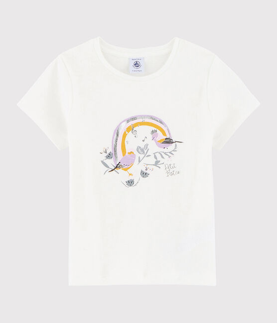 Tee shirt sérigraphié enfant fille blanc MARSHMALLOW