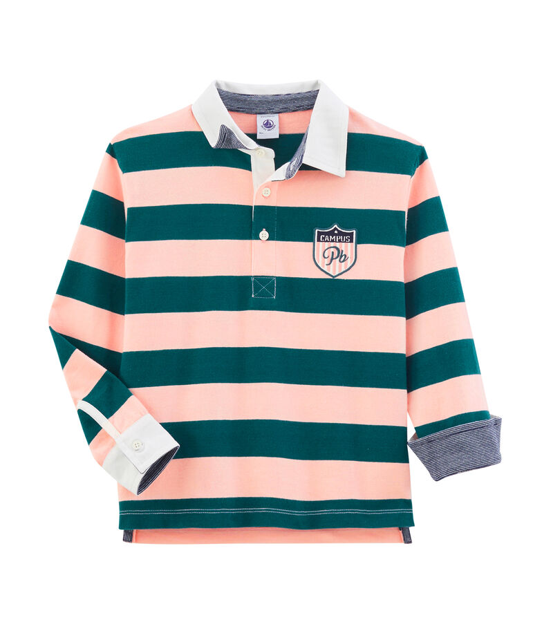 Rugby polo enfant gar&ccedil;on vert/rose