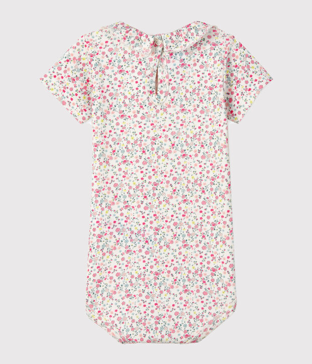 Body b&eacute;b&eacute; fille &agrave; collerette blanc/rose/multicouleur