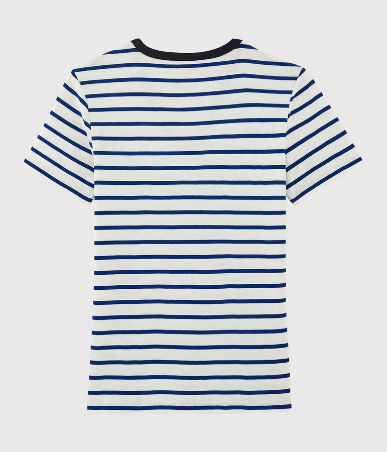 T-shirt col V iconique en coton Femme blanc MARSHMALLOW/bleu SURF
