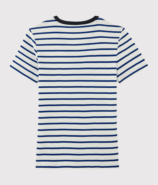 T-shirt col V iconique en coton Femme blanc MARSHMALLOW/bleu SURF