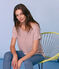 Tee-shirt manches courtes femme en lin blanc MARSHMALLOW/rose COPPER