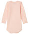 Body manches longues bébé en laine et coton rose CHARME/blanc MARSHMALLOW