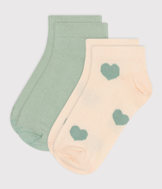 2 paires de chaussettes en coton c&oelig;urs enfant multicouleur