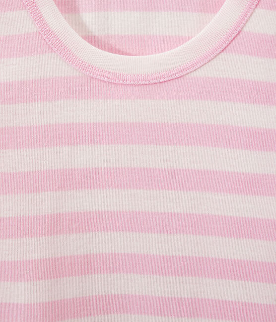 Débardeur femme en côte originale rayée rose BABYLONE/blanc MARSHMALLOW