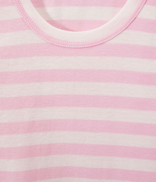 D&eacute;bardeur femme en c&ocirc;te originale ray&eacute;e rose/blanc
