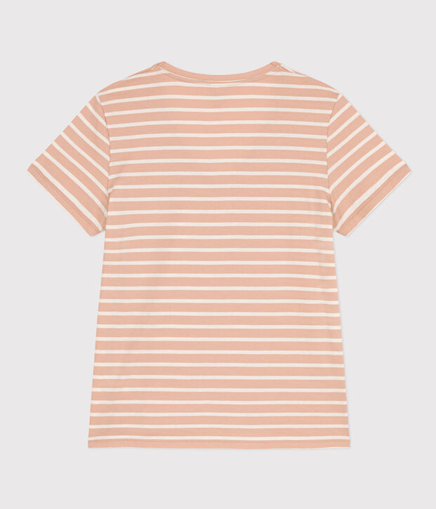Tee-shirt LE DROIT col V en coton Femme beige/&eacute;cru