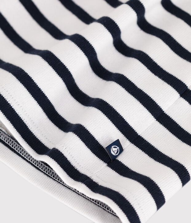 Robe marini&egrave;re b&eacute;b&eacute; en coton &eacute;pais manches longues blanc/bleu