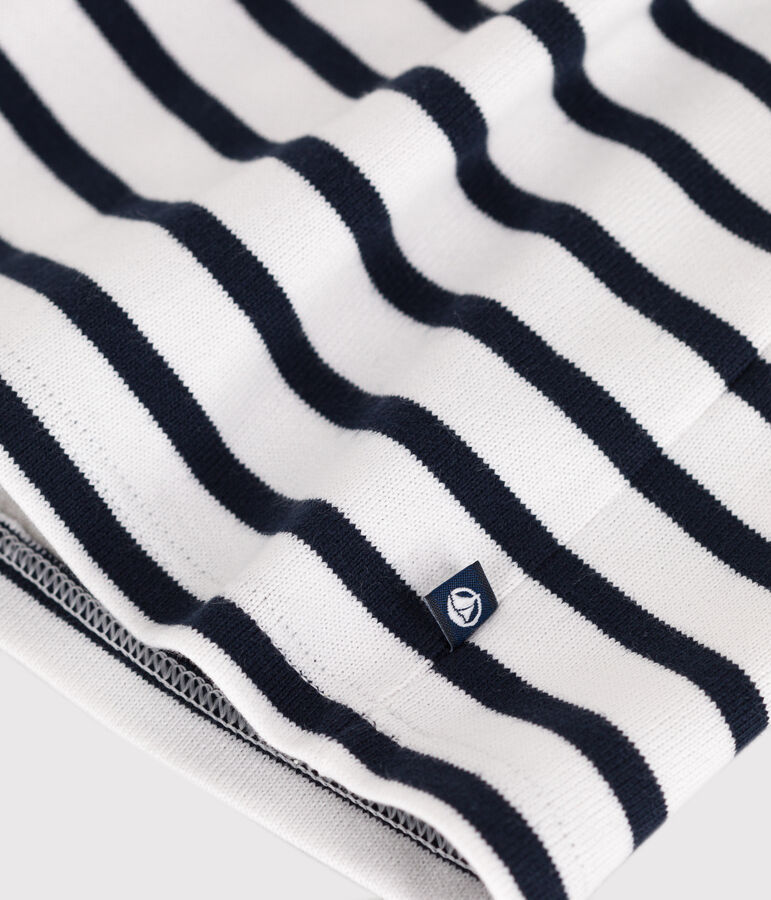 Robe marini&egrave;re b&eacute;b&eacute; en coton &eacute;pais manches longues blanc MARSHMALLOW/bleu SMOKING